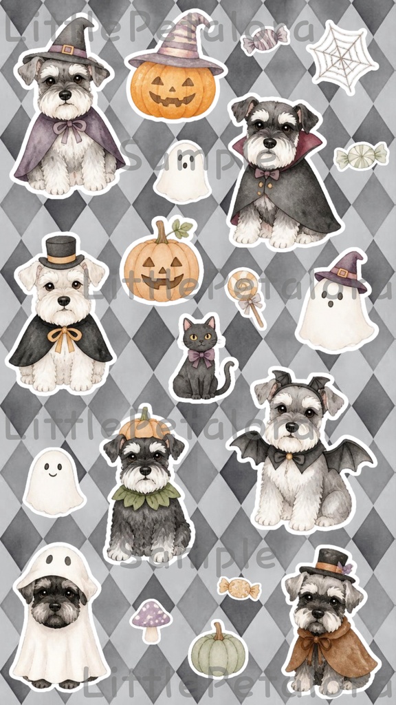 デジタルステッカー Halloween - ミニチュアシュナウザー|ハロウィン素材 9枚セット