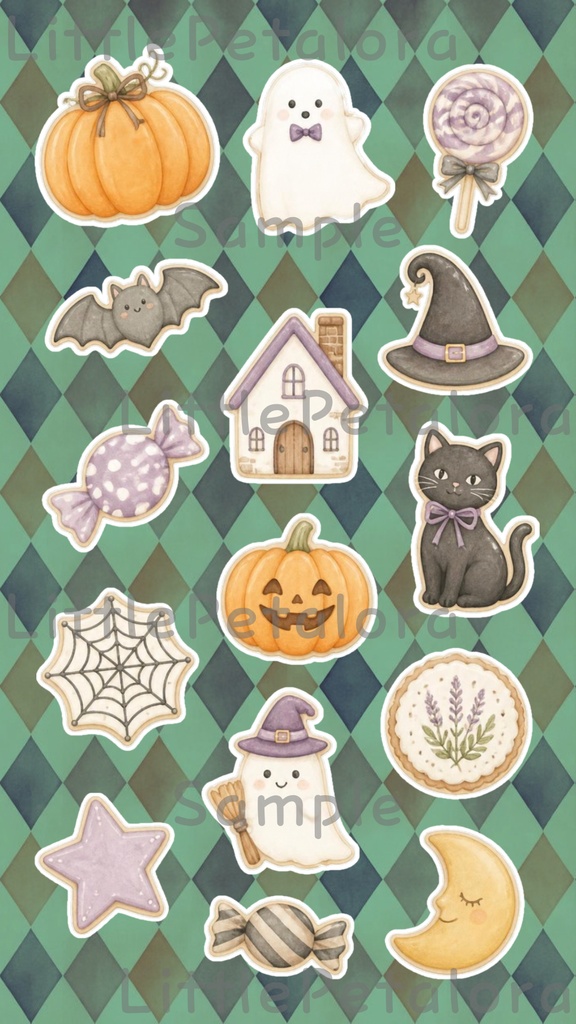 デジタルステッカー Halloween - ゴールデンレトリーバー|ハロウィン素材 9枚セット
