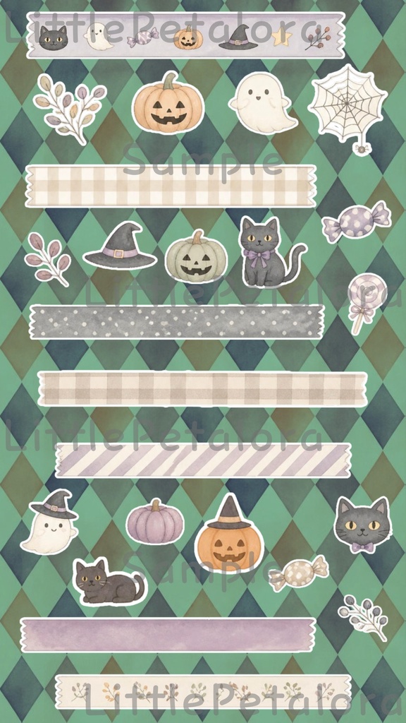 デジタルステッカー Halloween - ゴールデンレトリーバー|ハロウィン素材 9枚セット