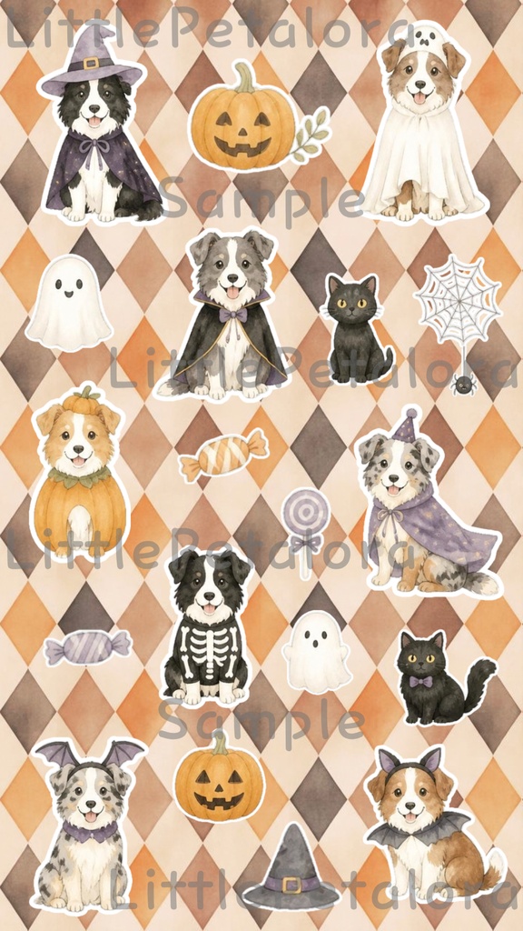 デジタルステッカー Halloween - ボーダー・コリー|ハロウィン素材 9枚セット