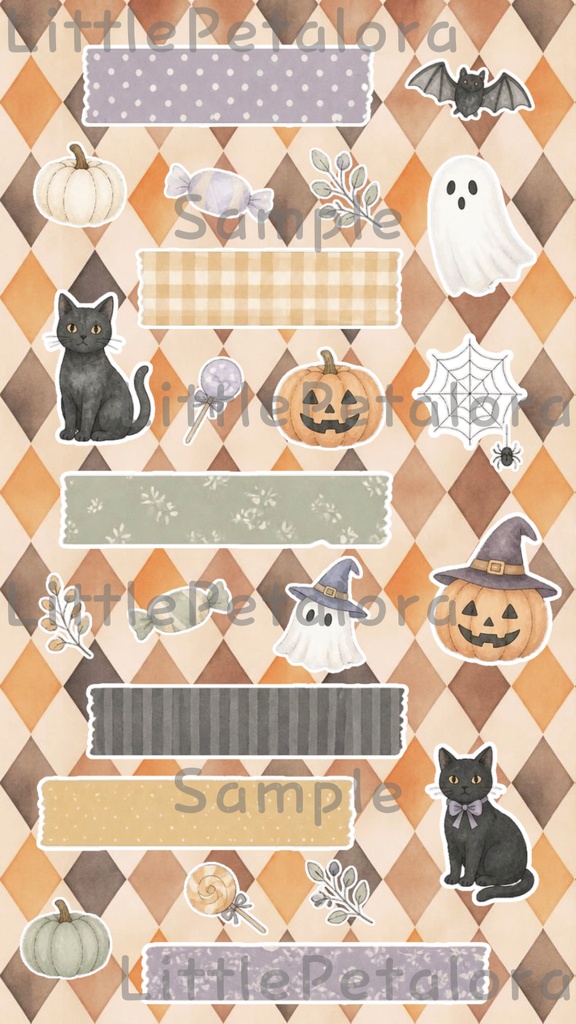 デジタルステッカー Halloween - ボーダー・コリー|ハロウィン素材 9枚セット