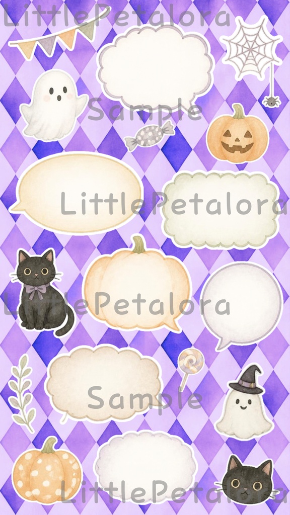 デジタルステッカー Halloween - フレンチブルドッグ|ハロウィン素材 9枚セット
