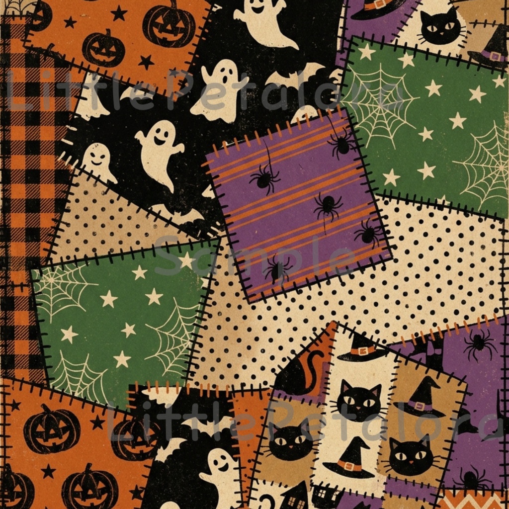 Halloween クラフト紙風デジタルペーパー Vol.1|ハロウィン総柄10種類|A4 PNG