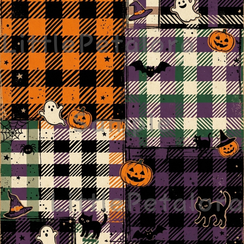 Halloween クラフト紙風デジタルペーパー Vol.3|ハロウィン総柄10種類|A4 PNG