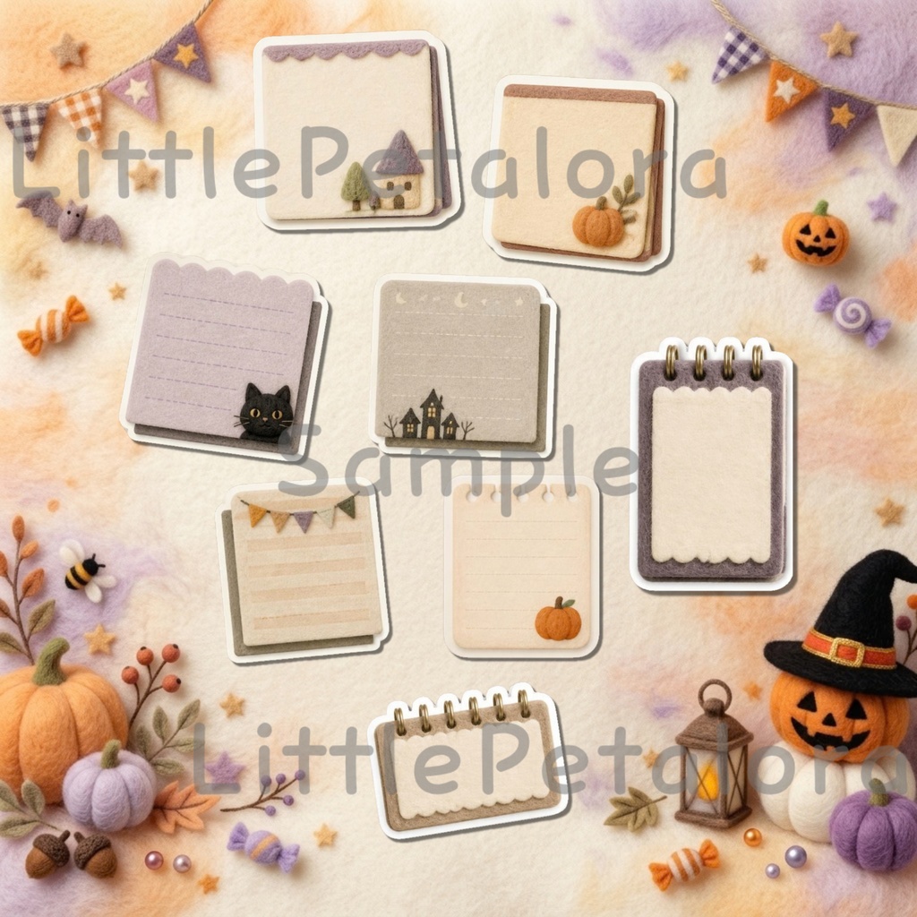 羊毛フェルト風デジタルステッカー Halloween - ロングコートチワワ|PNG11枚・100枚以上