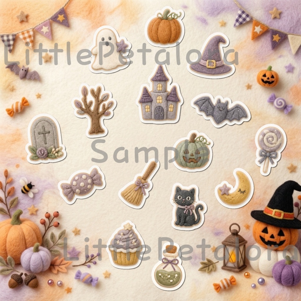 羊毛フェルト風デジタルステッカー Halloween - シマリス|PNG11枚・100枚以上