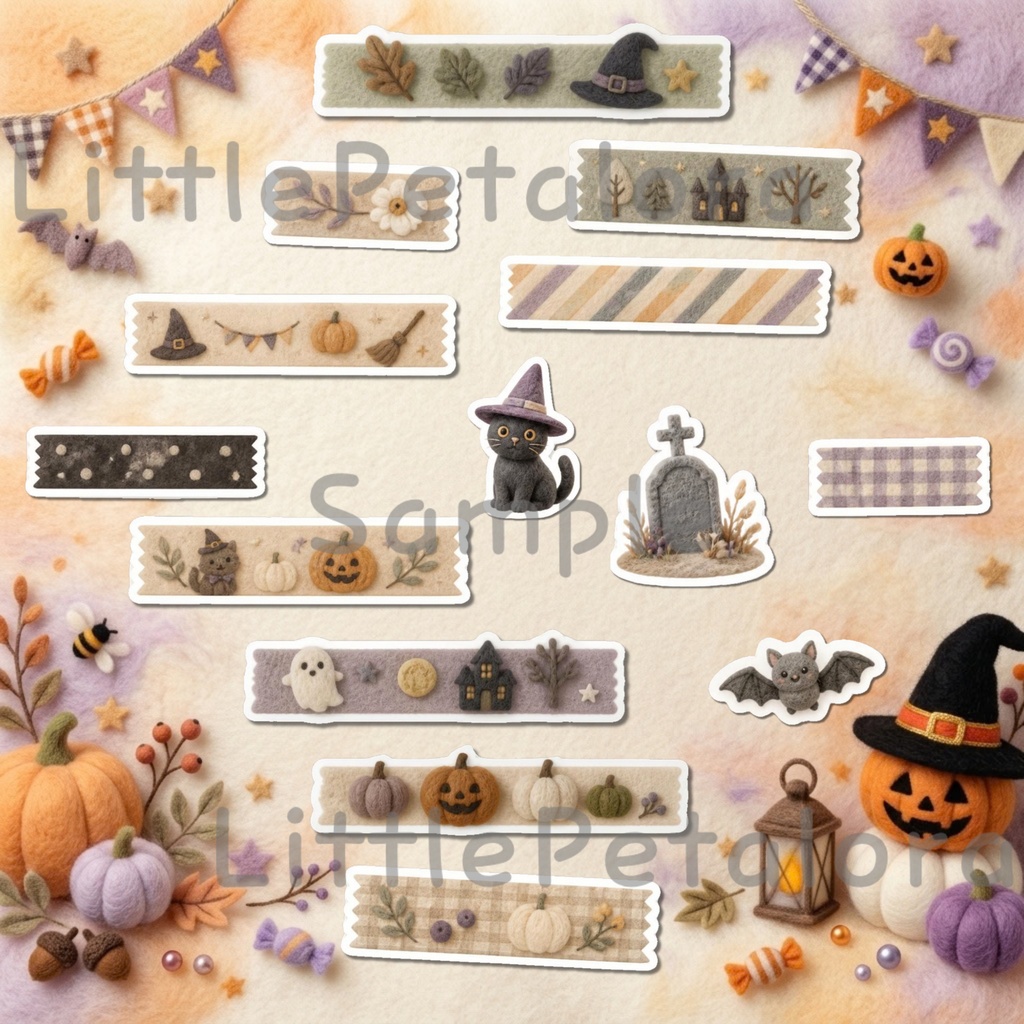 羊毛フェルト風デジタルステッカー Halloween - シマリス|PNG11枚・100枚以上