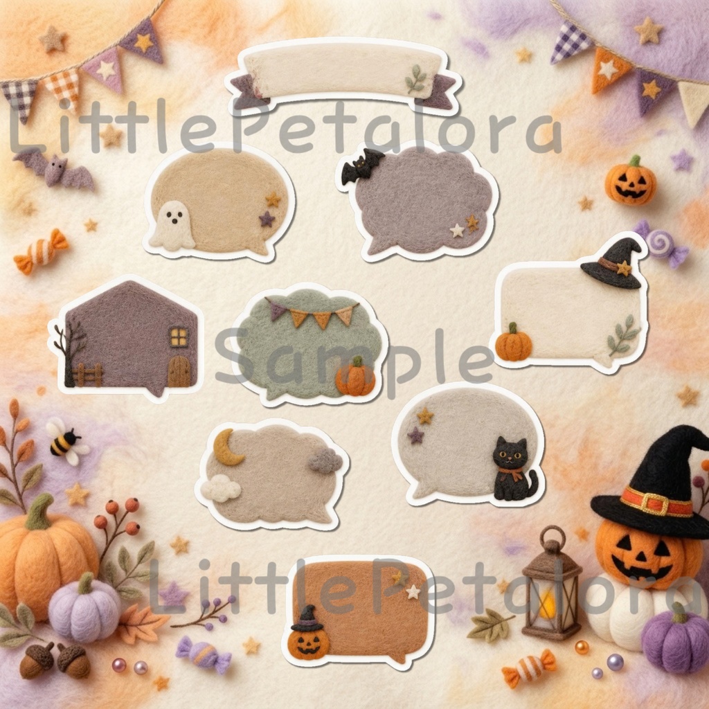 羊毛フェルト風デジタルステッカー Halloween - シマリス|PNG11枚・100枚以上