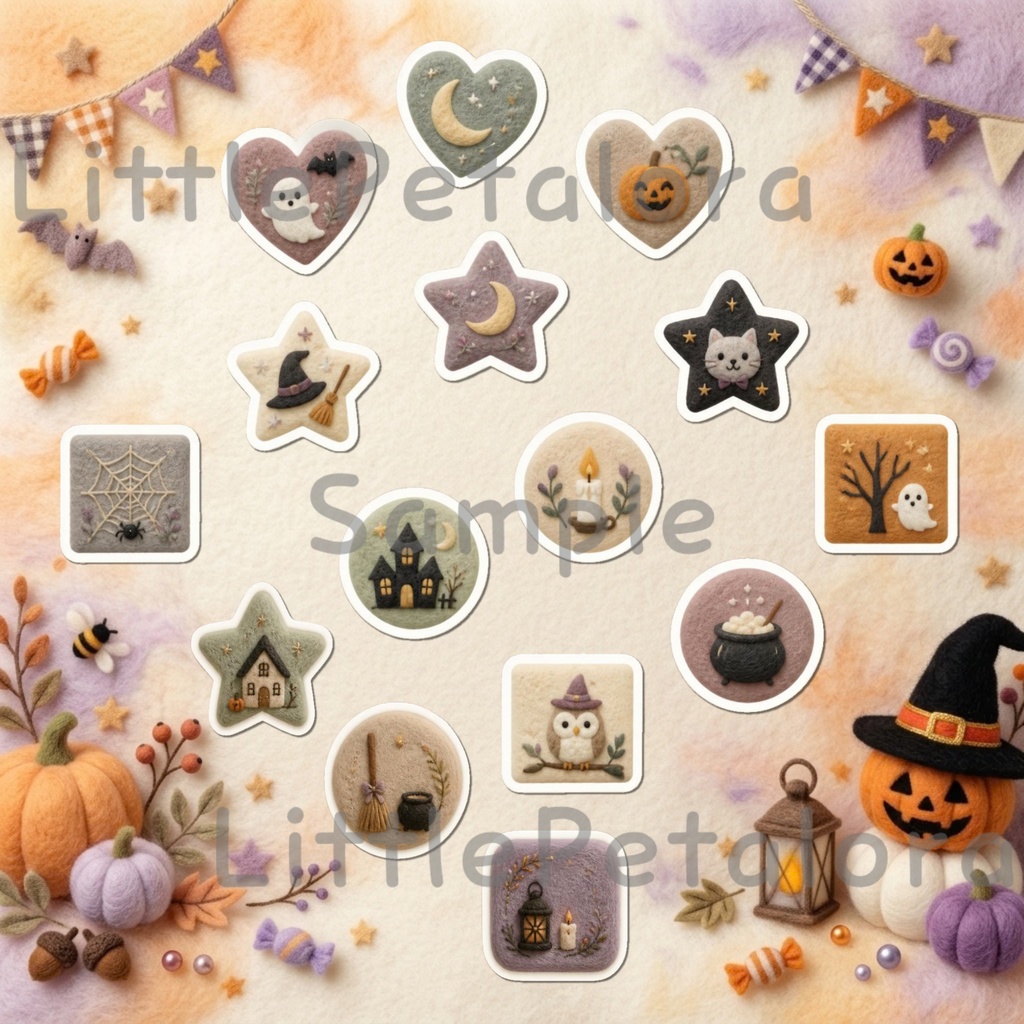 羊毛フェルト風デジタルステッカー Halloween - シマリス|PNG11枚・100枚以上