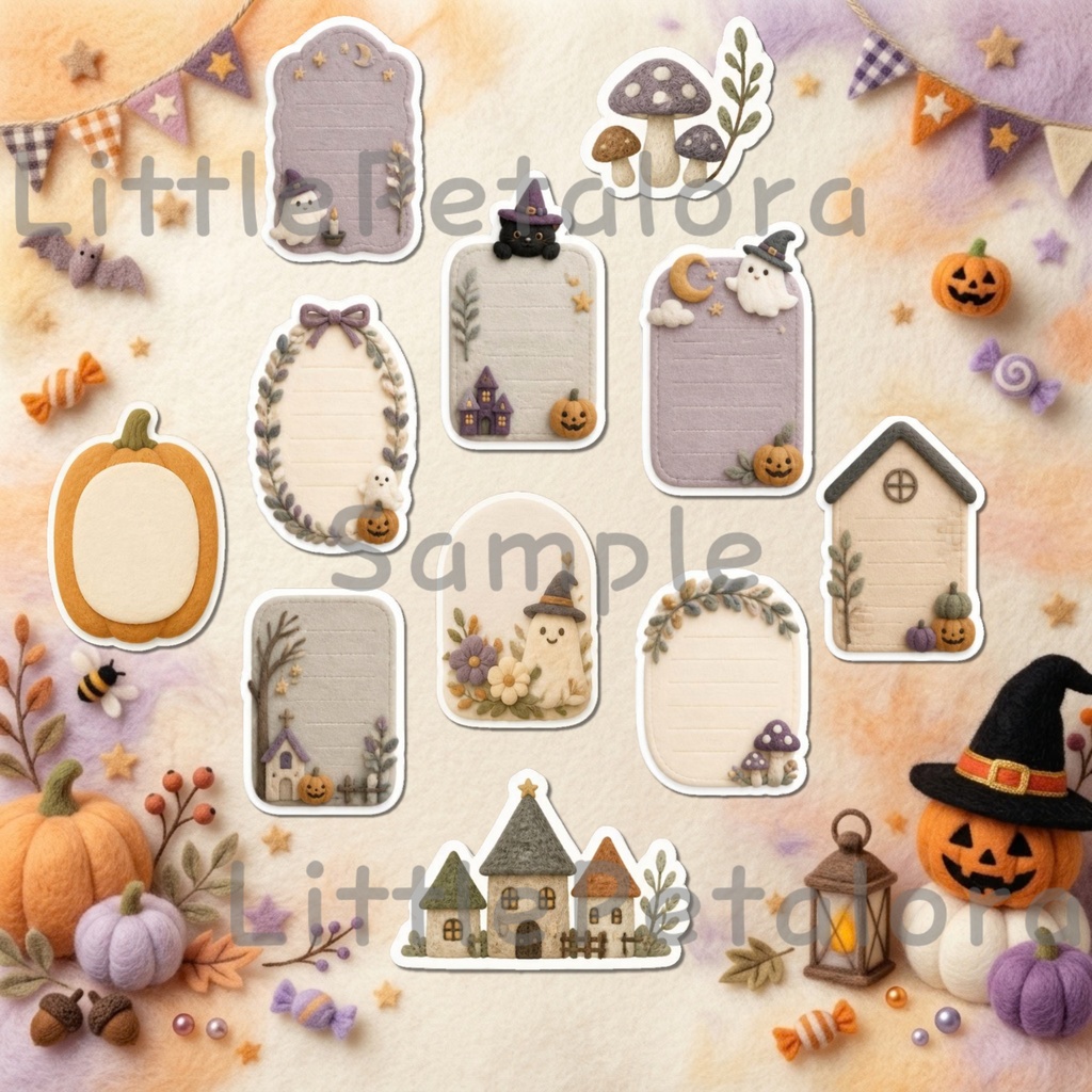 羊毛フェルト風デジタルステッカー Halloween - シマリス|PNG11枚・100枚以上
