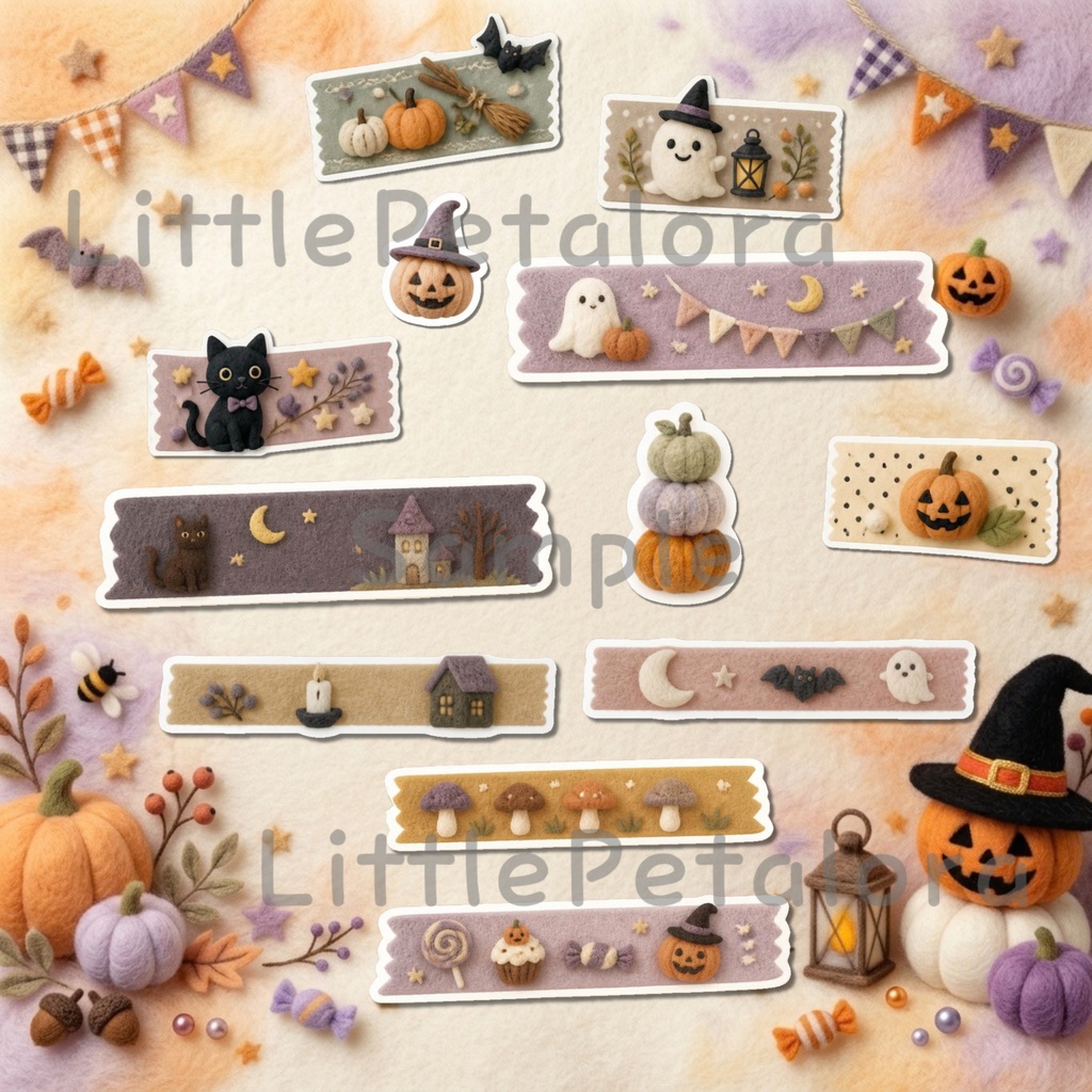 羊毛フェルト風デジタルステッカー Halloween - トカゲ|PNG11枚・100枚以上