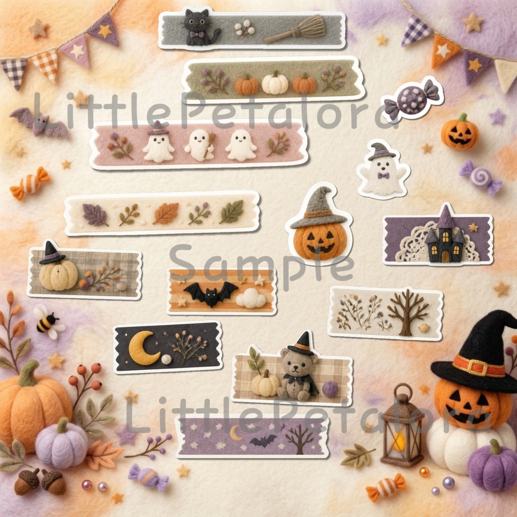 羊毛フェルト風デジタルステッカー Halloween - トイプードル|PNG11枚・100枚以上