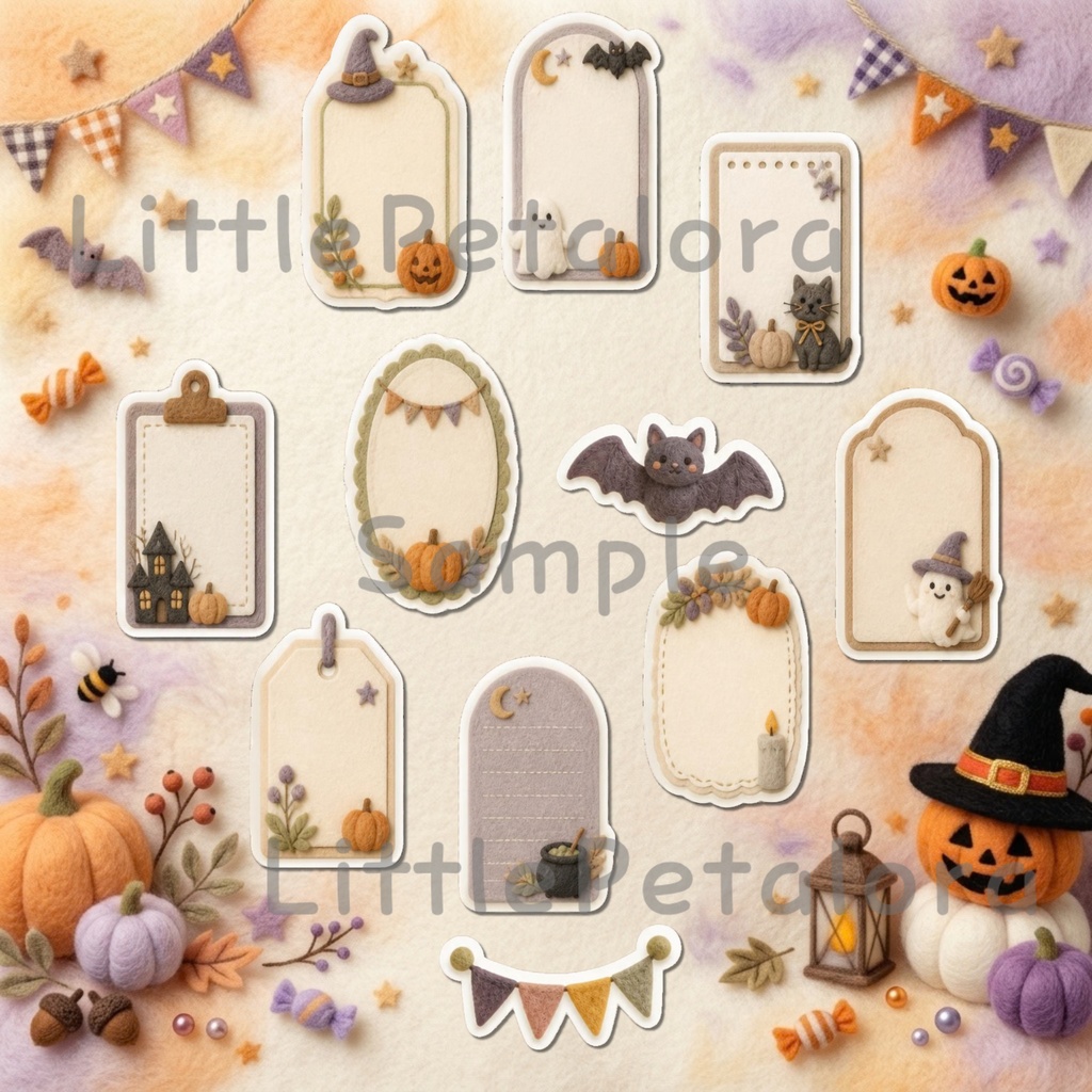 羊毛フェルト風デジタルステッカー Halloween - トイプードル|PNG11枚・100枚以上