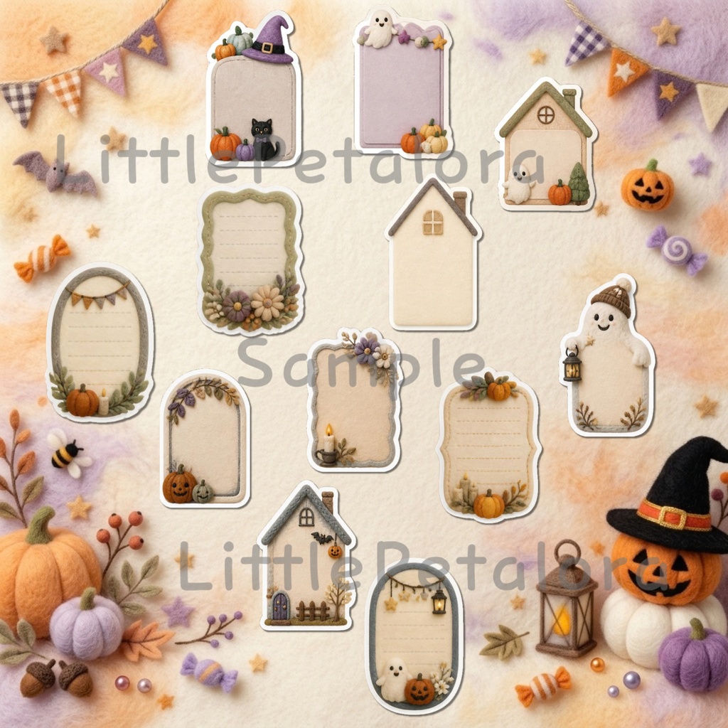 羊毛フェルト風デジタルステッカー Halloween - ミニチュアシュナウザー|PNG11枚・100枚以上