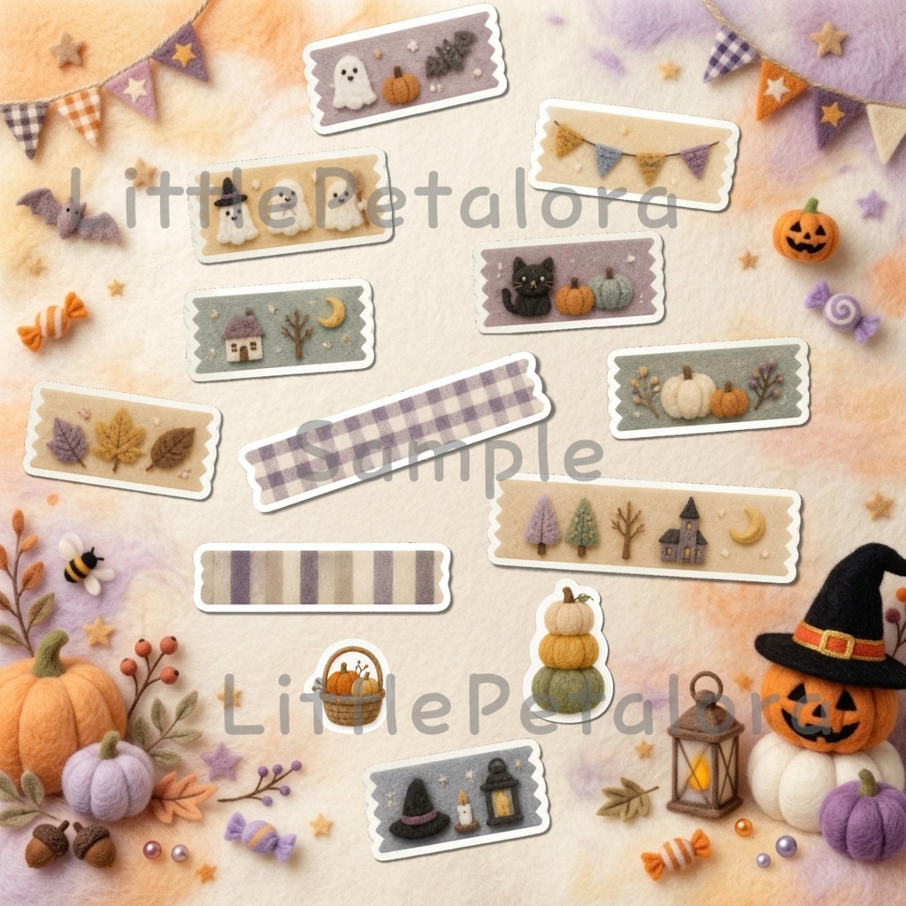 羊毛フェルト風デジタルステッカー Halloween - ミニチュアシュナウザー|PNG11枚・100枚以上