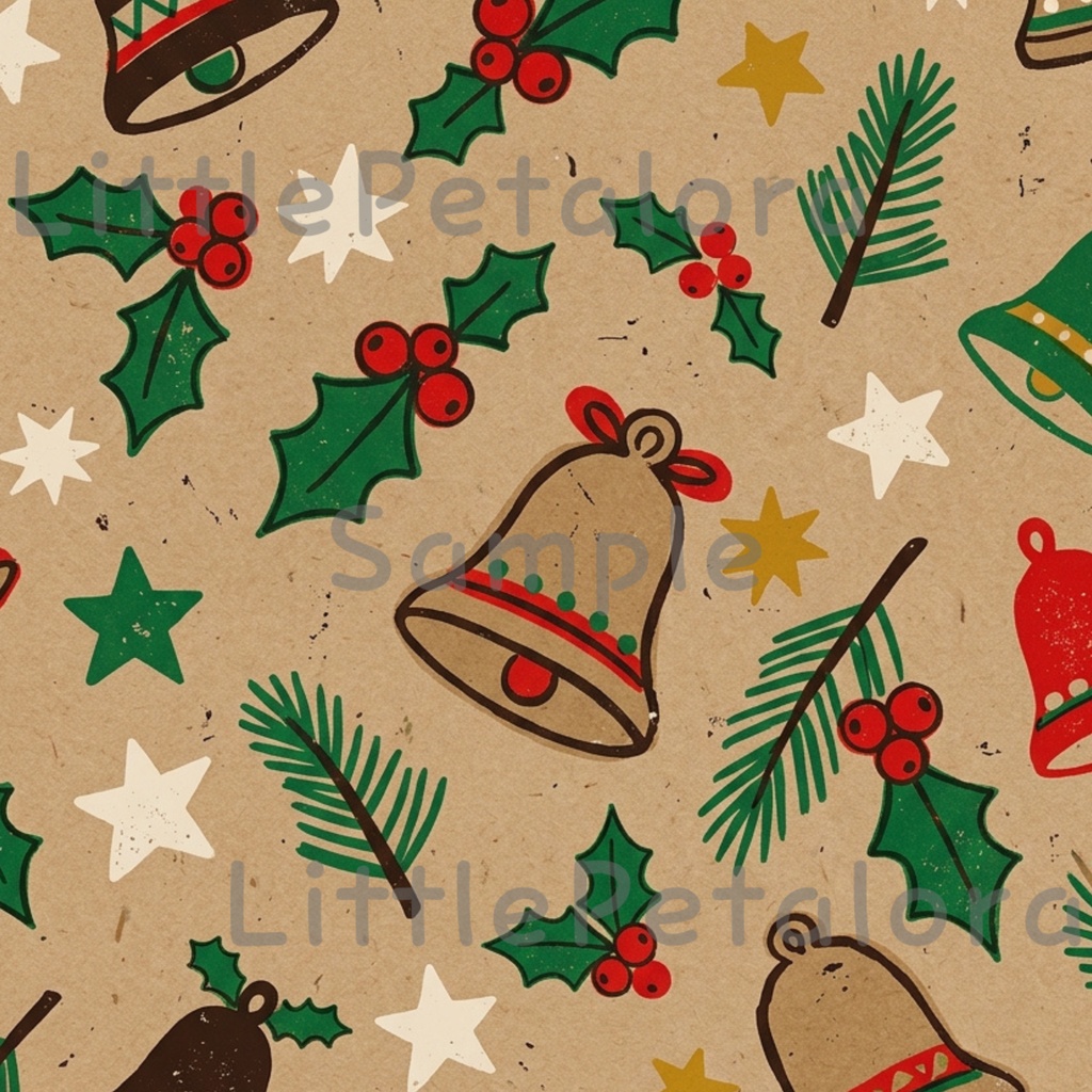 クリスマスデジタルペーパー10種セット1|ラッピングペーパー・ギフト包装・コラージュ素材・A4 PNG