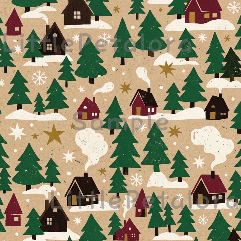 クリスマスデジタルペーパー10種セット3|ラッピングペーパー・ギフト包装・コラージュ素材・A4 PNG