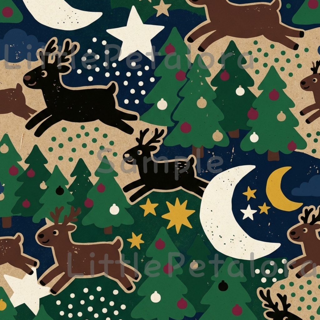 クリスマスデジタルペーパー10種セット3|ラッピングペーパー・ギフト包装・コラージュ素材・A4 PNG
