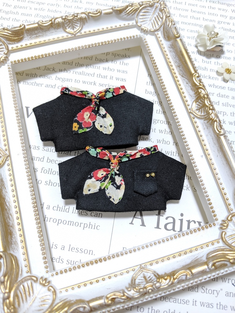 スカーフトップスホワイト、ブラック