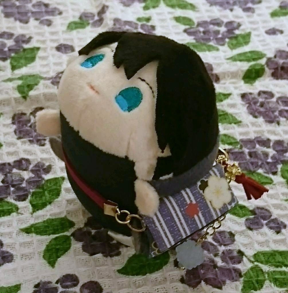 お出かけバッグ 梅柄 青