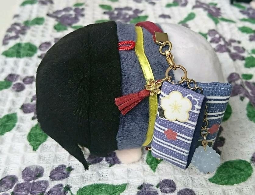 お出かけバッグ 梅柄 青