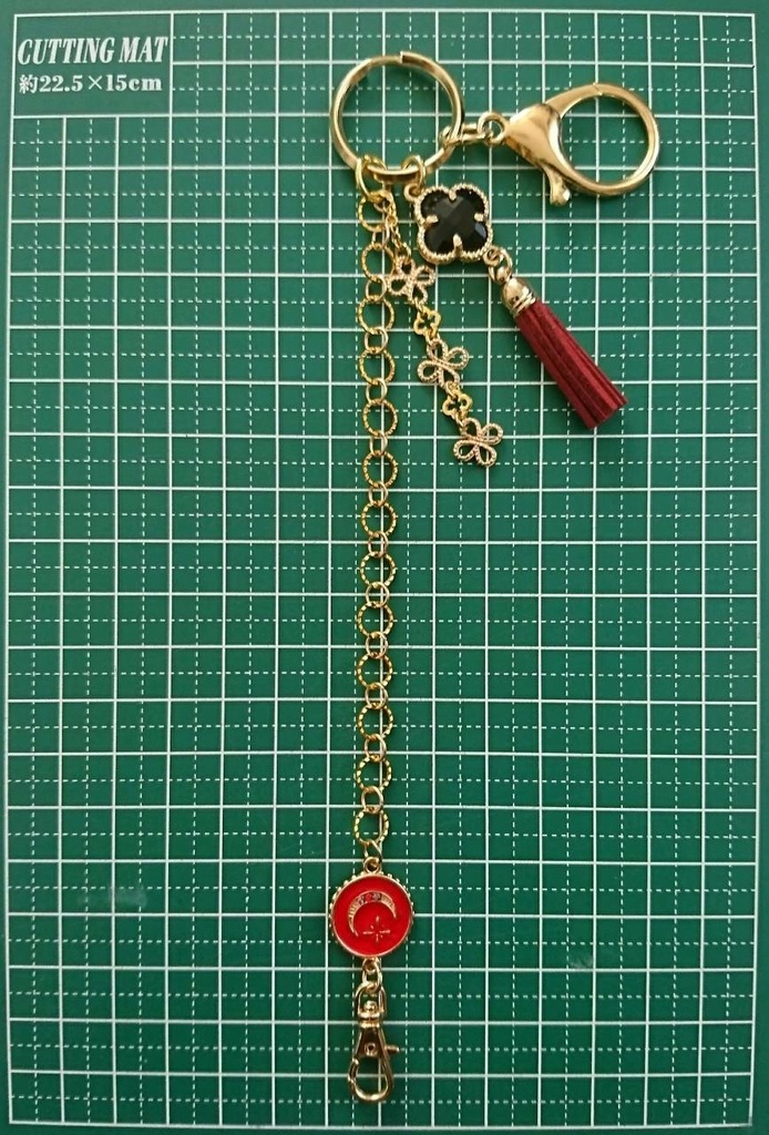 バッグチャーム ブラックフラワー