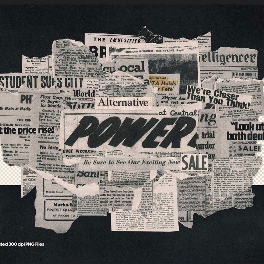 Vintage collage newspaper material PNG