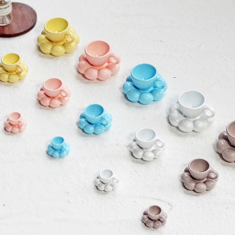 ミニチュアシーン ドールハウス用アクセサリー クリエイティブシェイプ ミニチュアコーヒーカップ フラワーソーサー オーナメント おもちゃ モデル