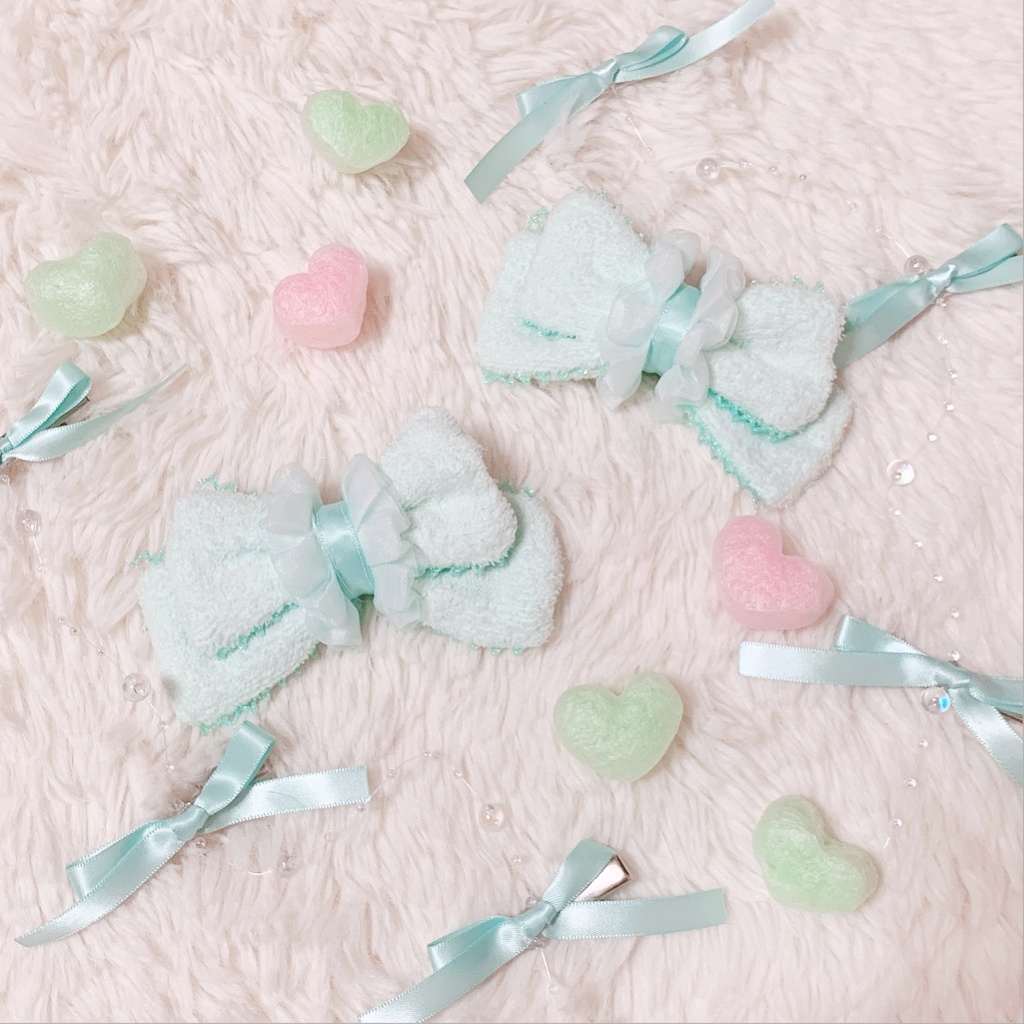 もこもこリボンクリップ💚