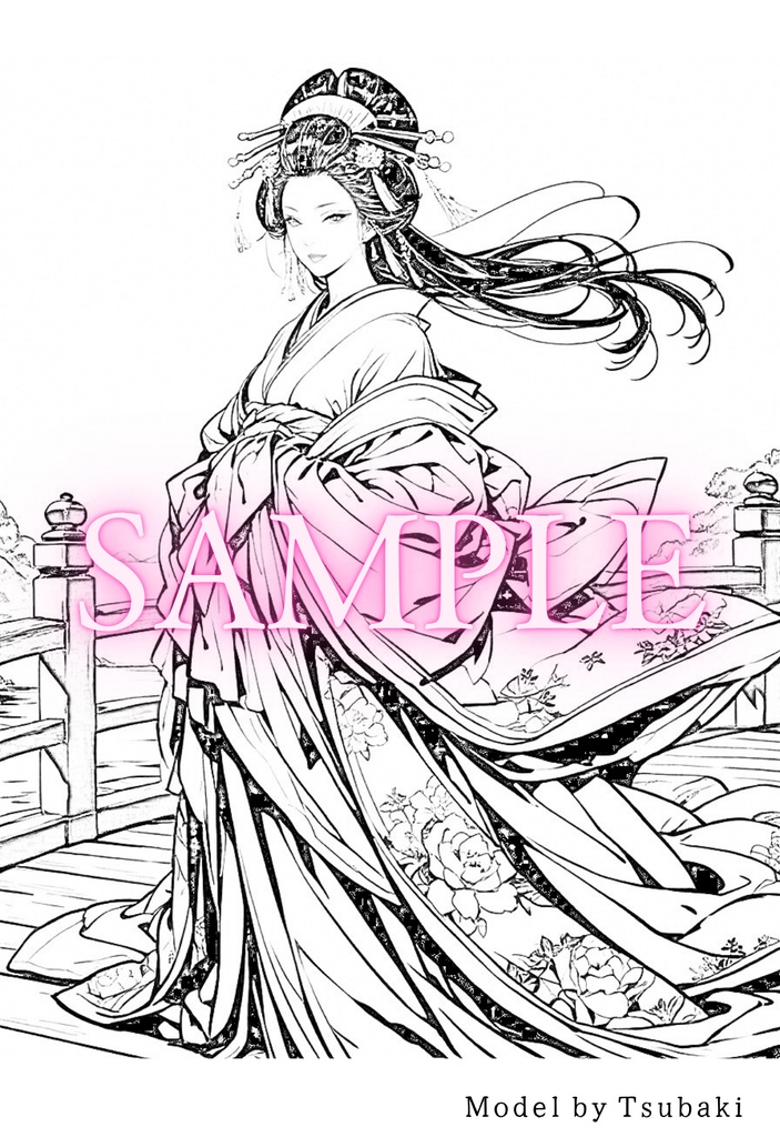 【全年齢版】花魁ぬり絵 1 ( Oiran Coloring Book 1 )