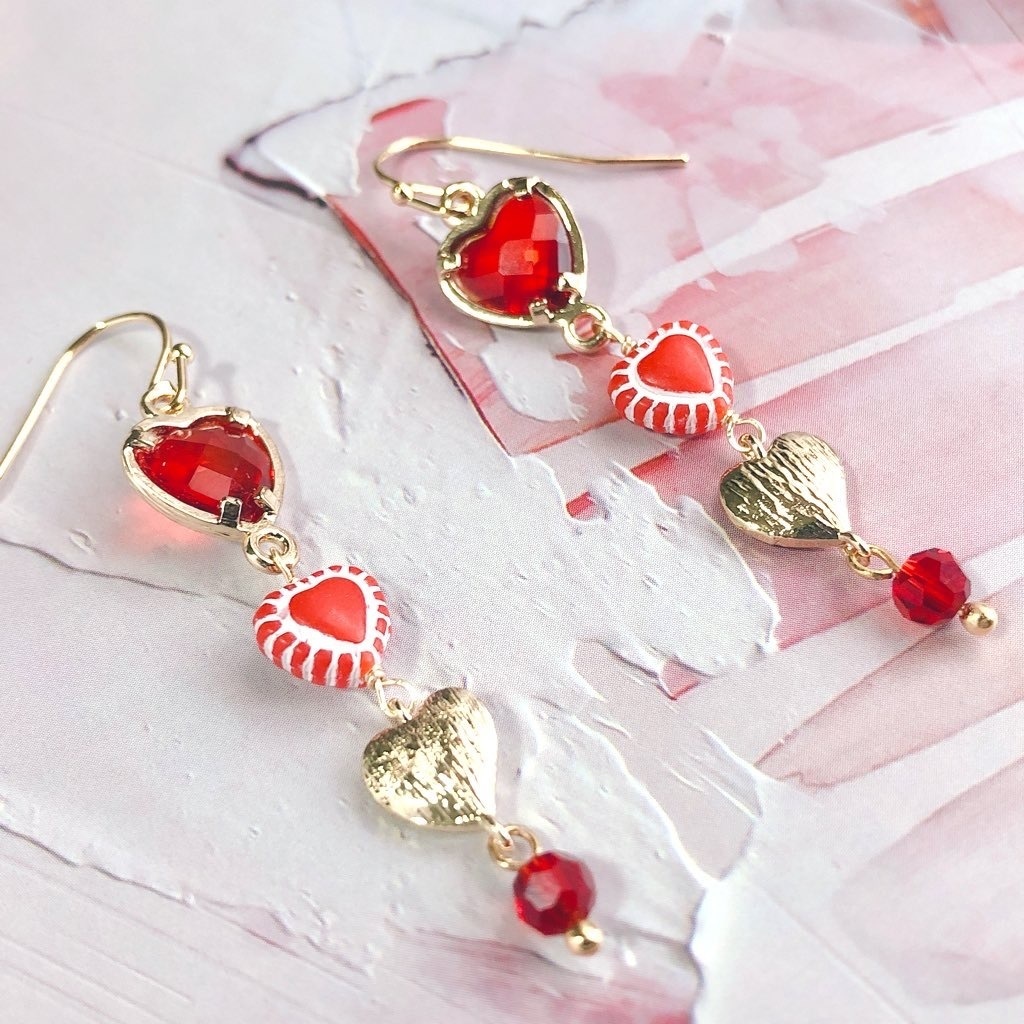 【SALE】ハーツラビュル レイヤードハート ピアス/イヤリング