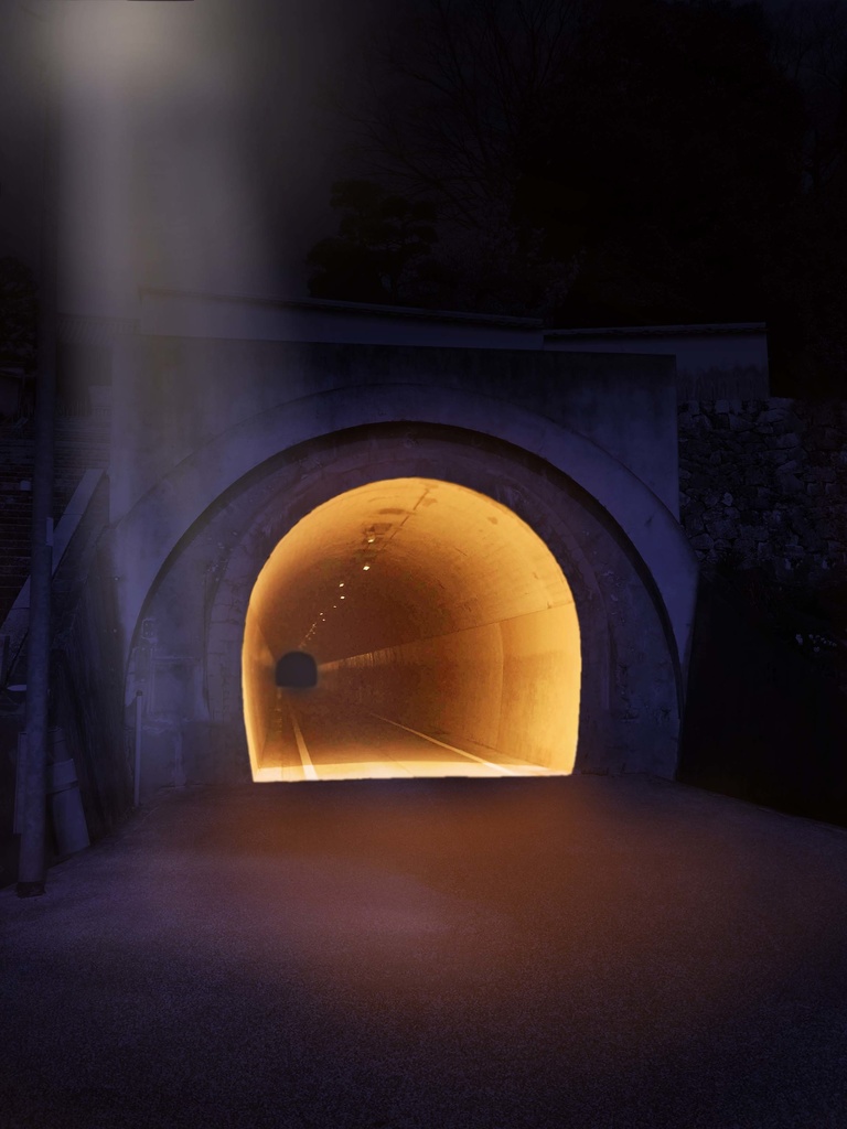 背景フリー素材【1】トンネル、小島、廃墟