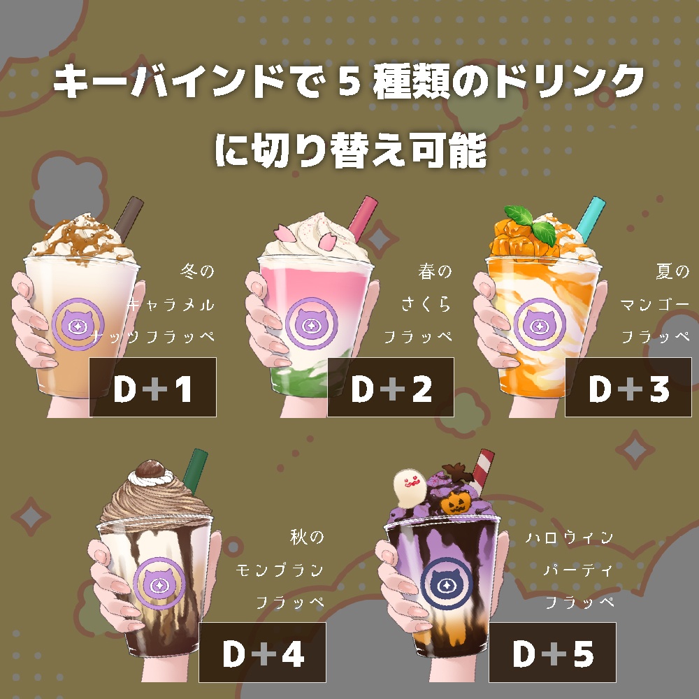 【配信素材】シーズンカフェフラッペ【VtubeStudio向け 動くLive2Dアイテム】