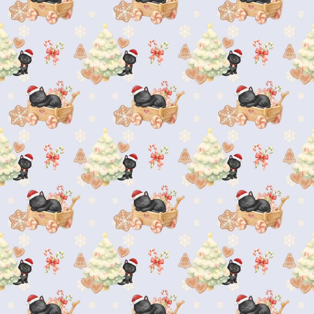 Black Cat × Christmas-B|クリスマス柄 くすみカラーのデジタルペーパー10枚セット(3柄)❀ 水彩画風