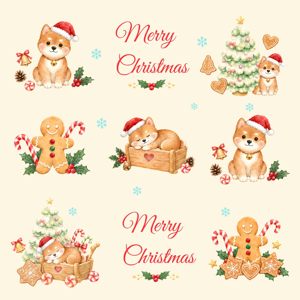 Shiba Inu × Christmas-A|デジタルペーパー10枚セット