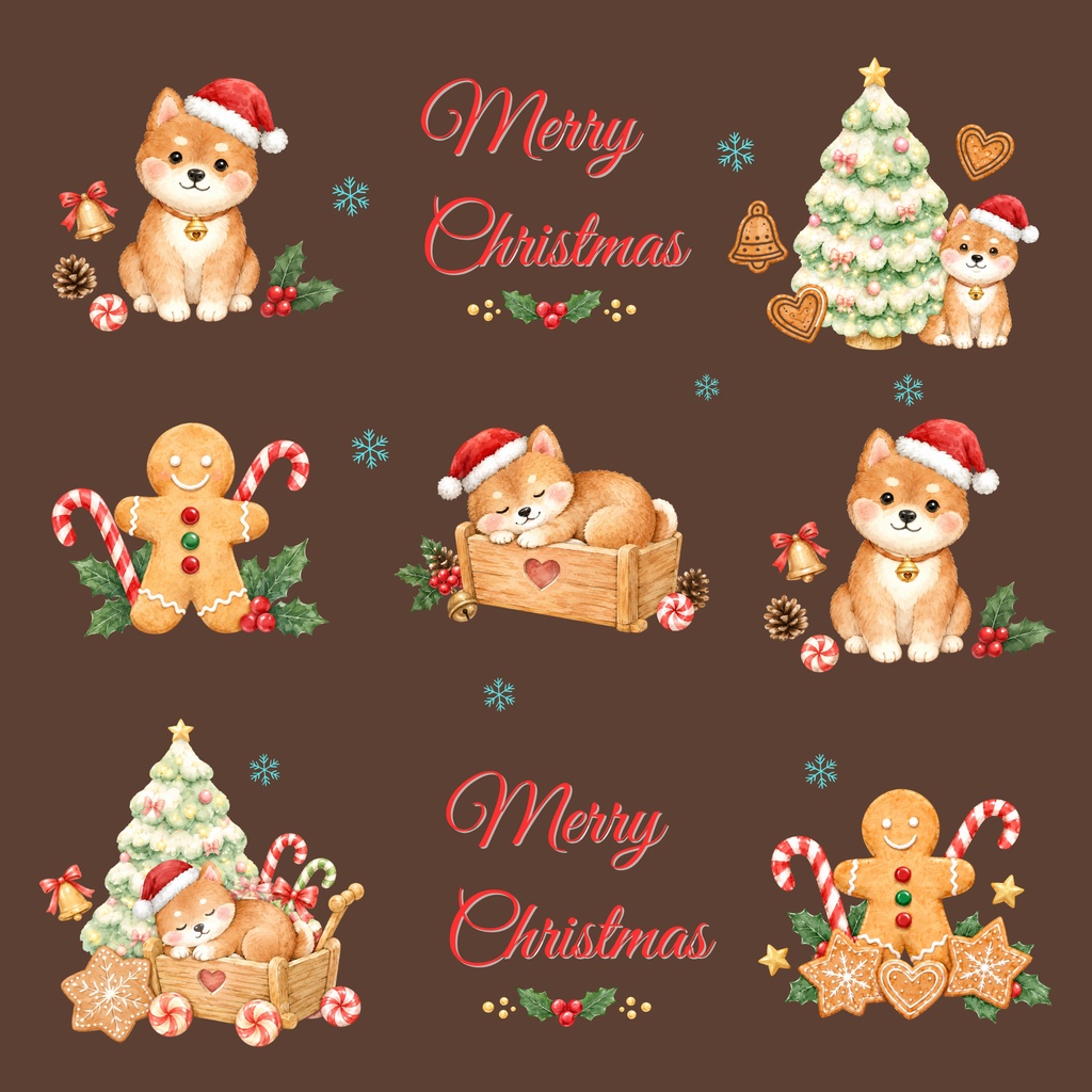 Shiba Inu × Christmas-A|デジタルペーパー10枚セット