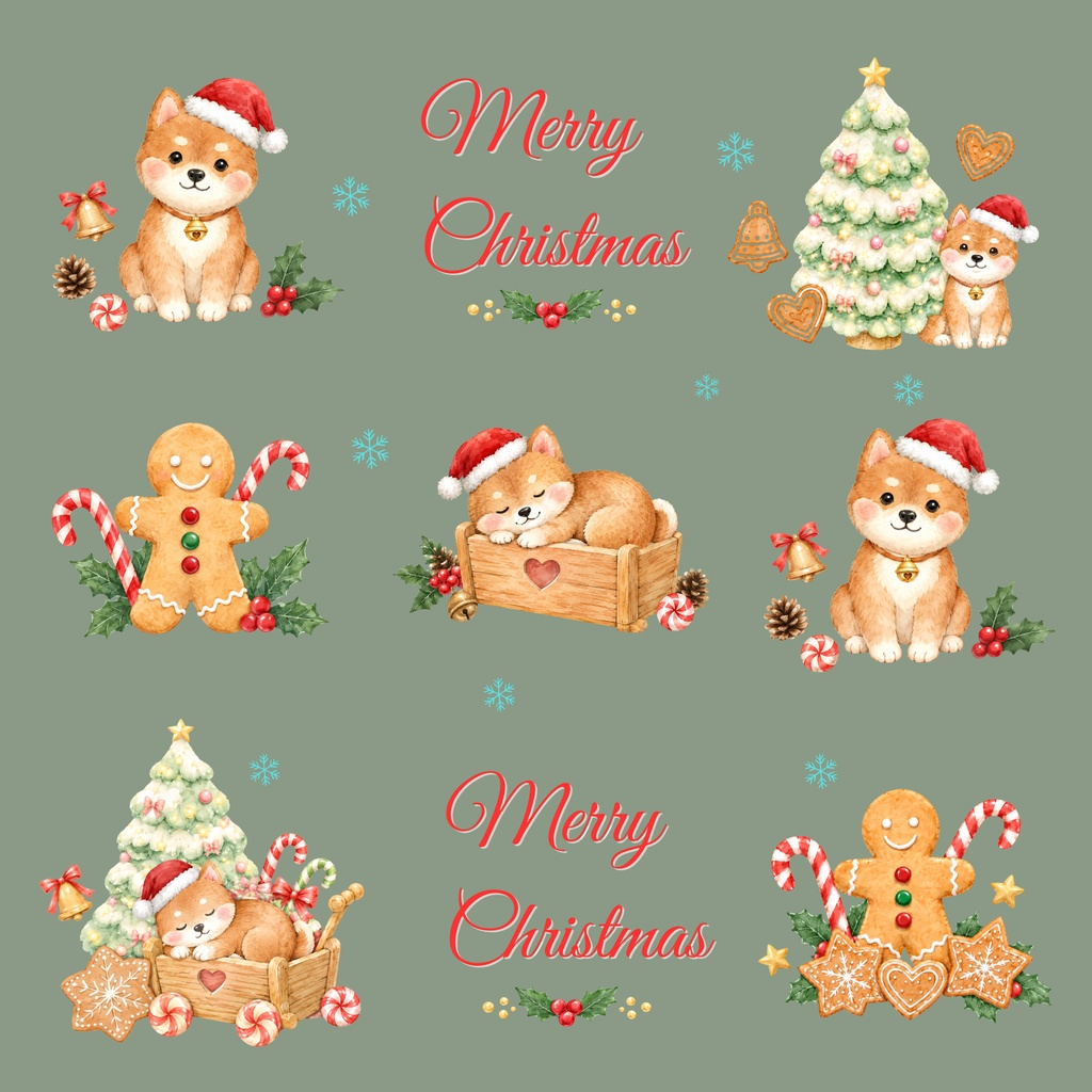 Shiba Inu × Christmas-A|デジタルペーパー10枚セット