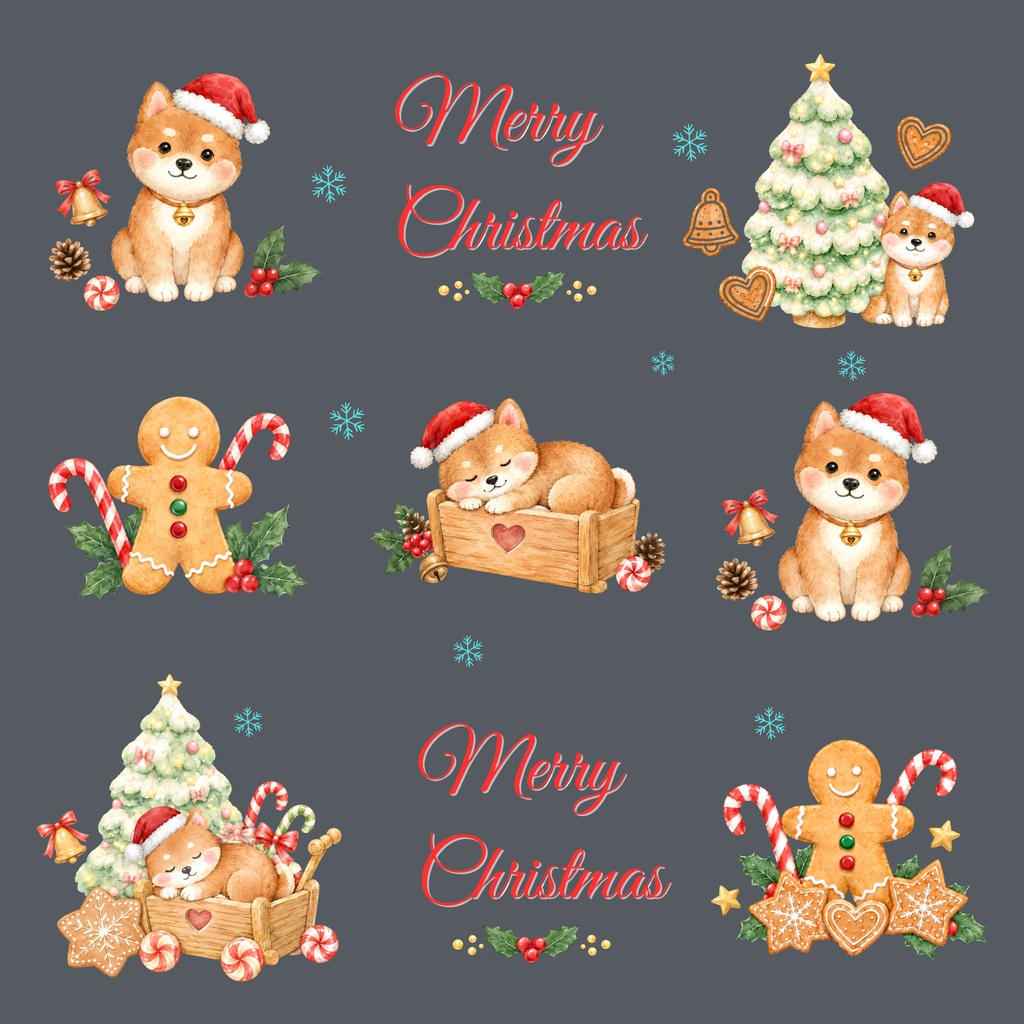 Shiba Inu × Christmas-A|デジタルペーパー10枚セット