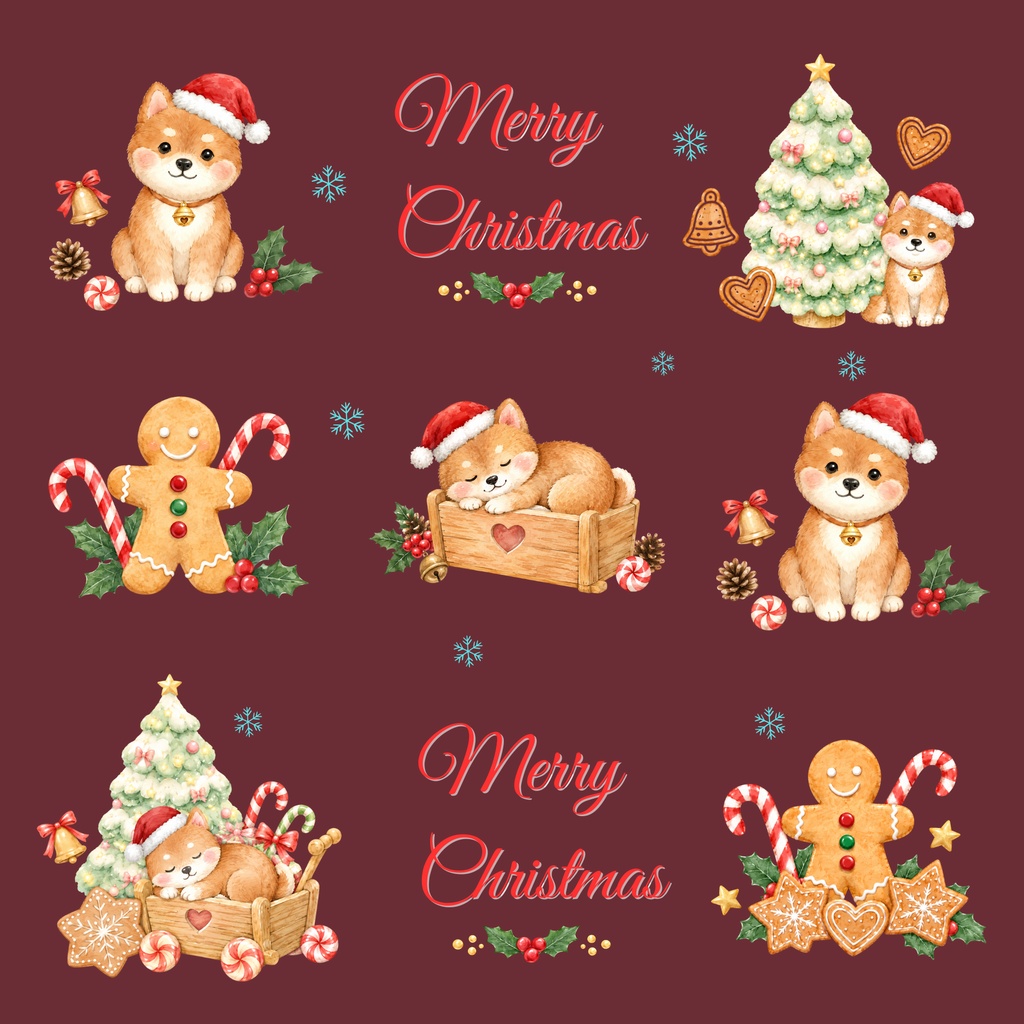 Shiba Inu × Christmas-A|デジタルペーパー10枚セット