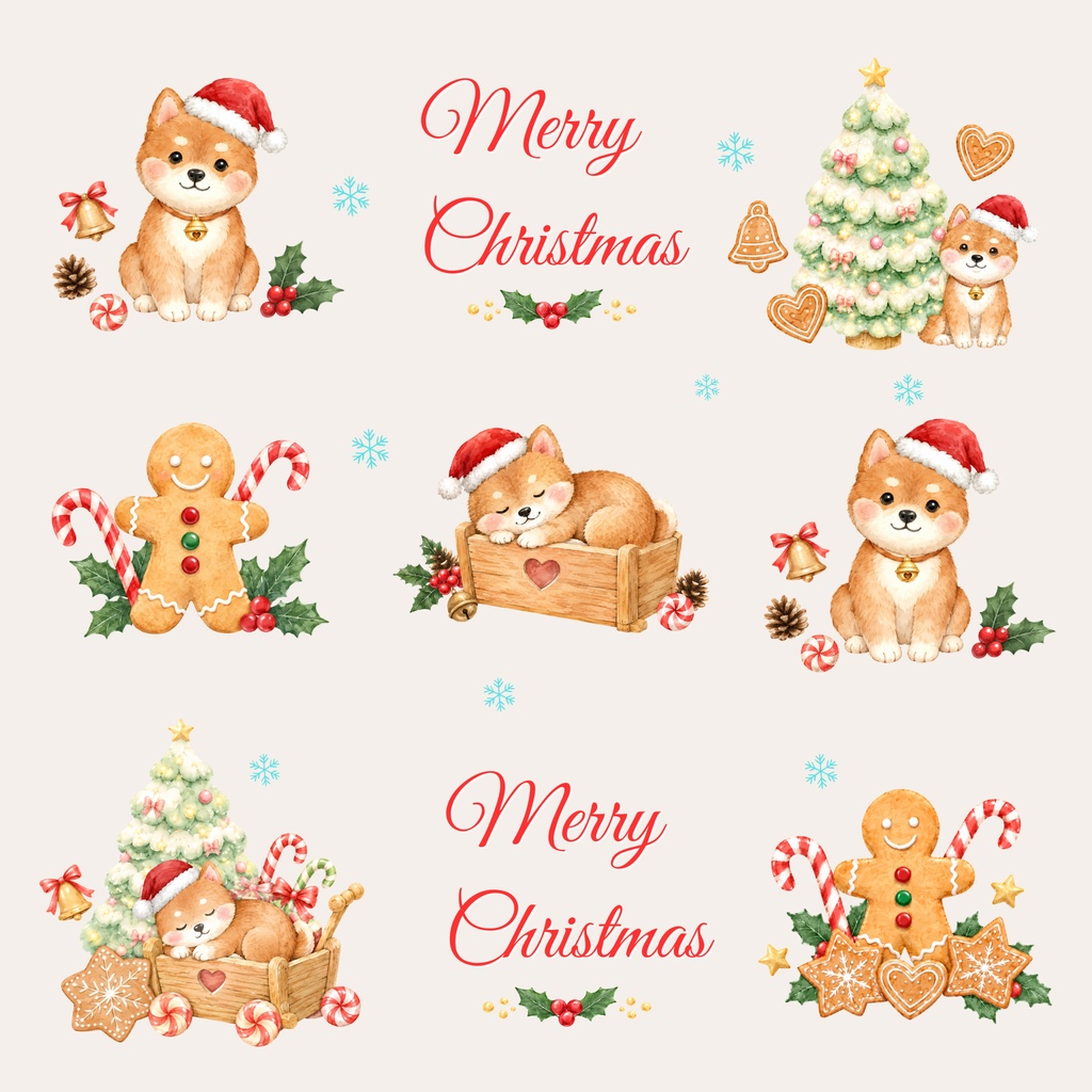 Shiba Inu × Christmas-A|デジタルペーパー10枚セット
