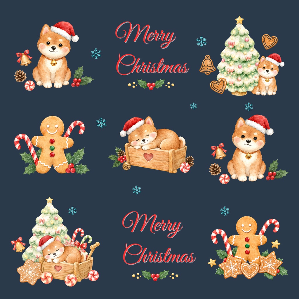 Shiba Inu × Christmas-A|デジタルペーパー10枚セット