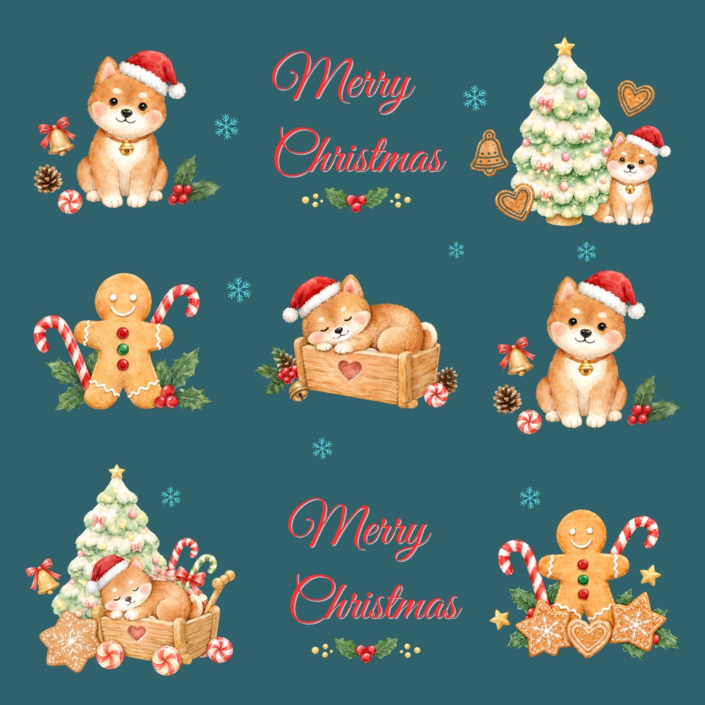 Shiba Inu × Christmas-A|デジタルペーパー10枚セット
