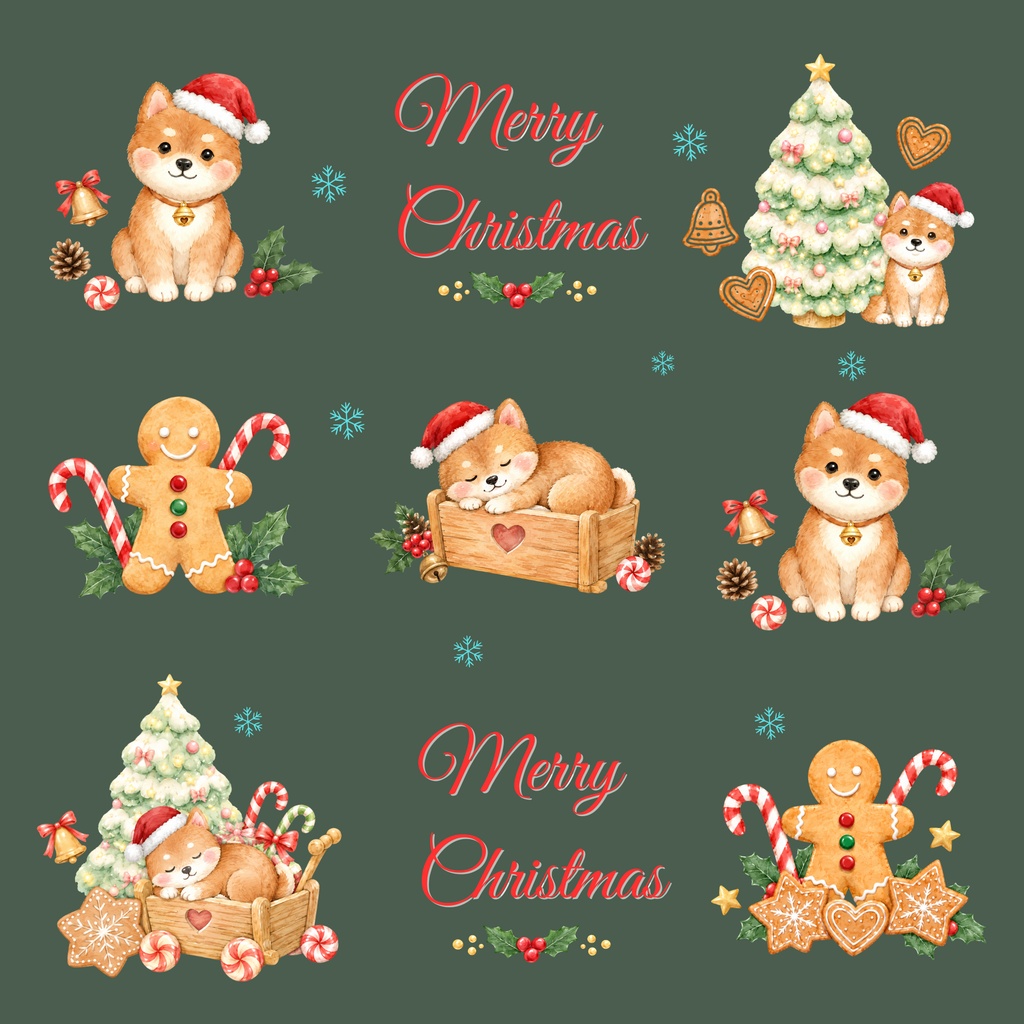 Shiba Inu × Christmas-A|デジタルペーパー10枚セット