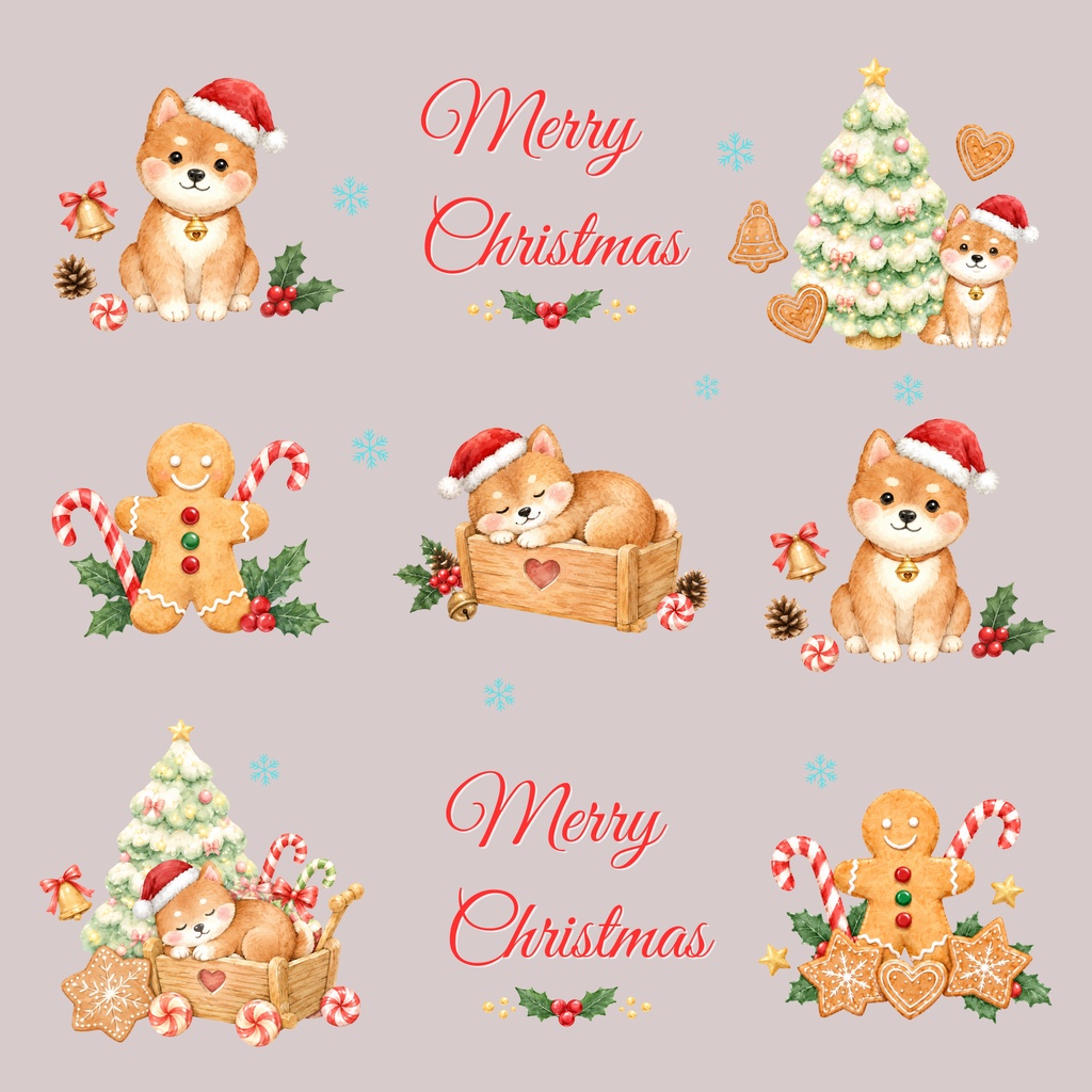 Shiba Inu × Christmas-A|デジタルペーパー10枚セット