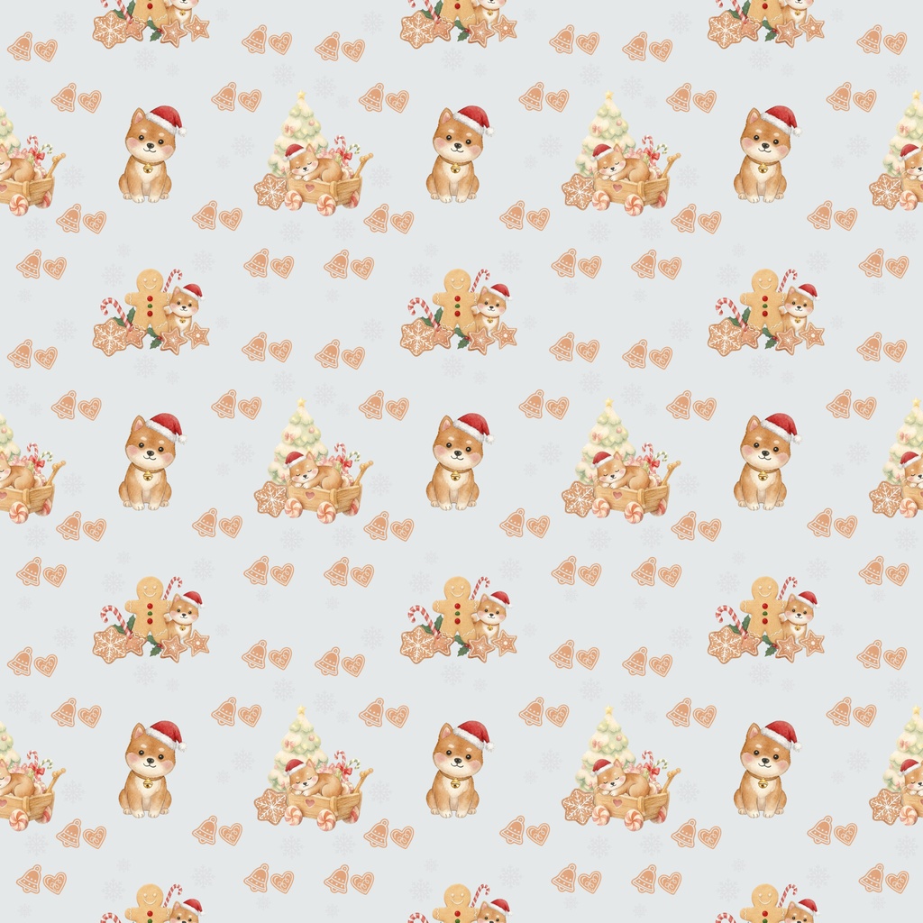 Shiba Inu × Christmas-B|クリスマス柄 くすみカラーのデジタルペーパー10枚セット(2柄)❀ 水彩画風
