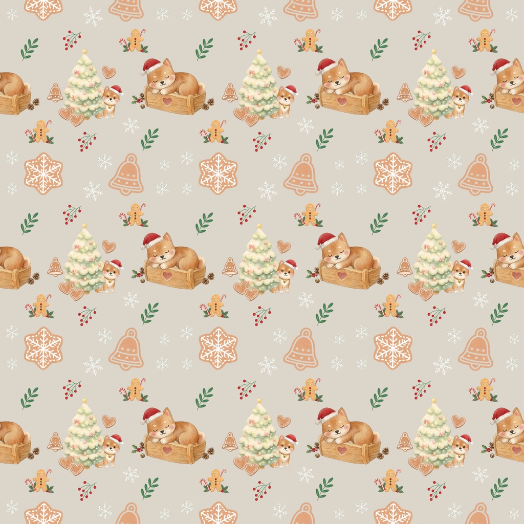 Shiba Inu × Christmas-B|クリスマス柄 くすみカラーのデジタルペーパー10枚セット(2柄)❀ 水彩画風