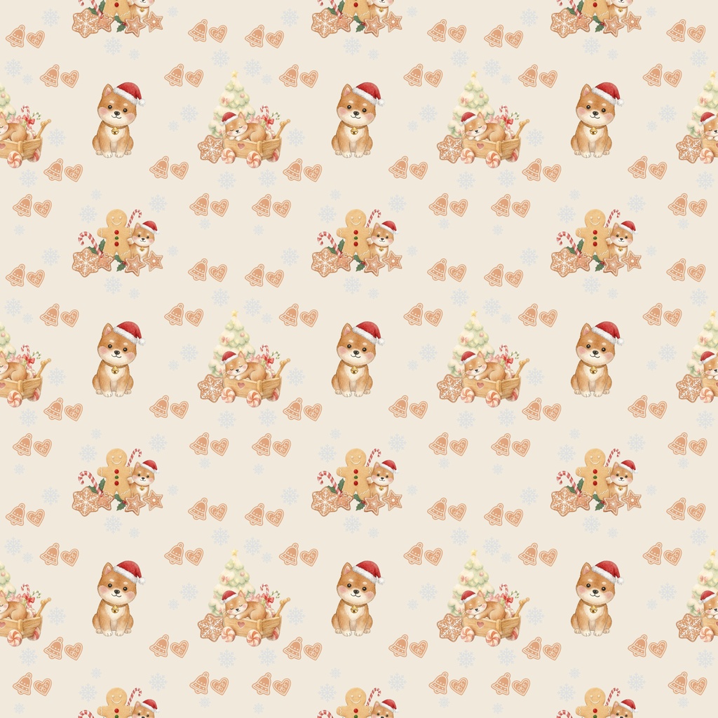 Shiba Inu × Christmas-B|クリスマス柄 くすみカラーのデジタルペーパー10枚セット(2柄)❀ 水彩画風