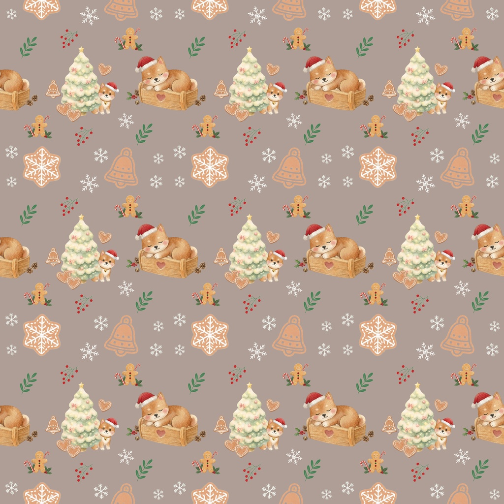 Shiba Inu × Christmas-B|クリスマス柄 くすみカラーのデジタルペーパー10枚セット(2柄)❀ 水彩画風