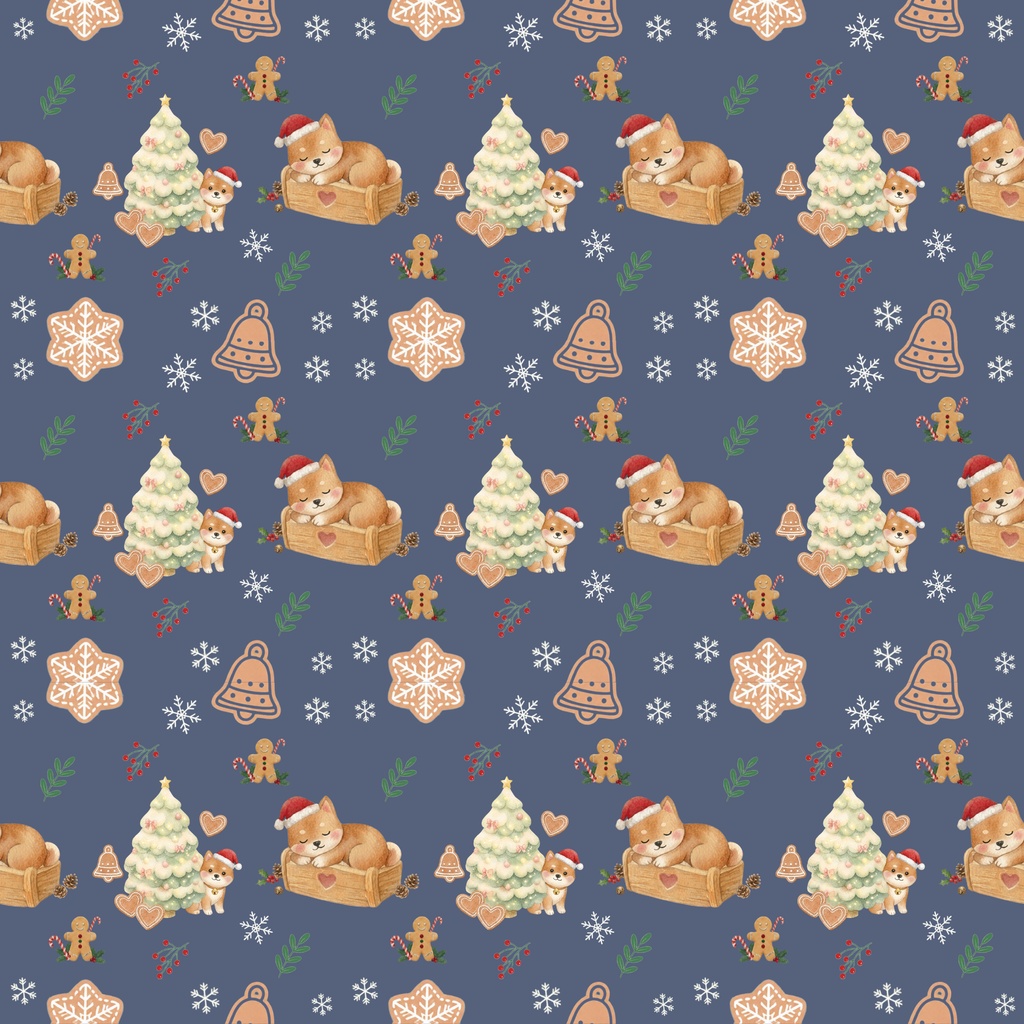 Shiba Inu × Christmas-B|クリスマス柄 くすみカラーのデジタルペーパー10枚セット(2柄)❀ 水彩画風