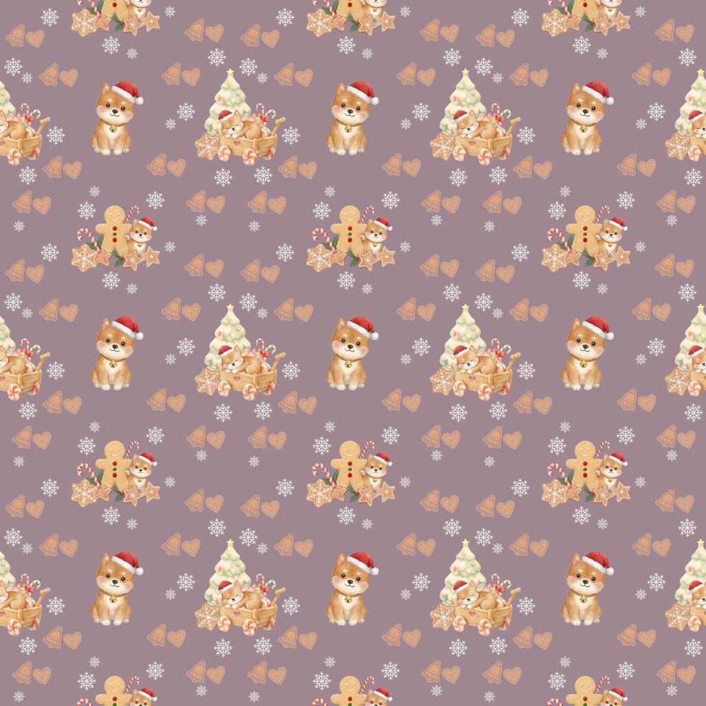 Shiba Inu × Christmas-B|クリスマス柄 くすみカラーのデジタルペーパー10枚セット(2柄)❀ 水彩画風